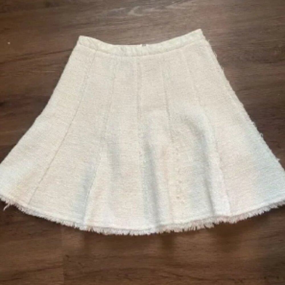 NEW Rebecca Taylor White A- Line Tweed Skirt